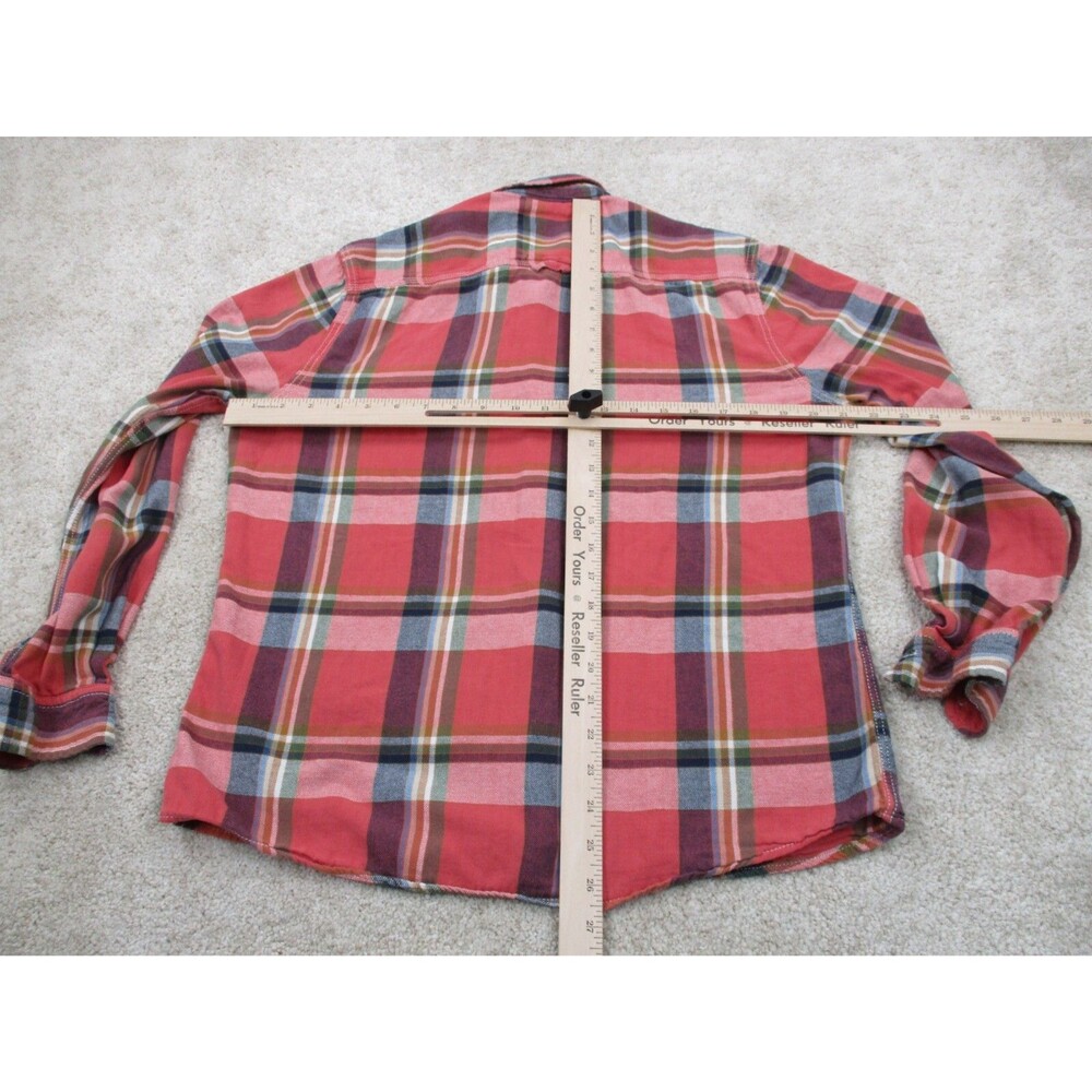 JNCO Shirt Womens Large Pink Blue Flannel Button Up Long Sleeve Top Crown Brand - Picture 7 of 9